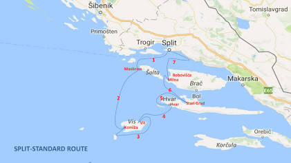 Karta Trogir och skärgård